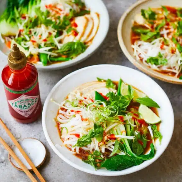 Chicken Pho with Tabasco® Sriracha sauce